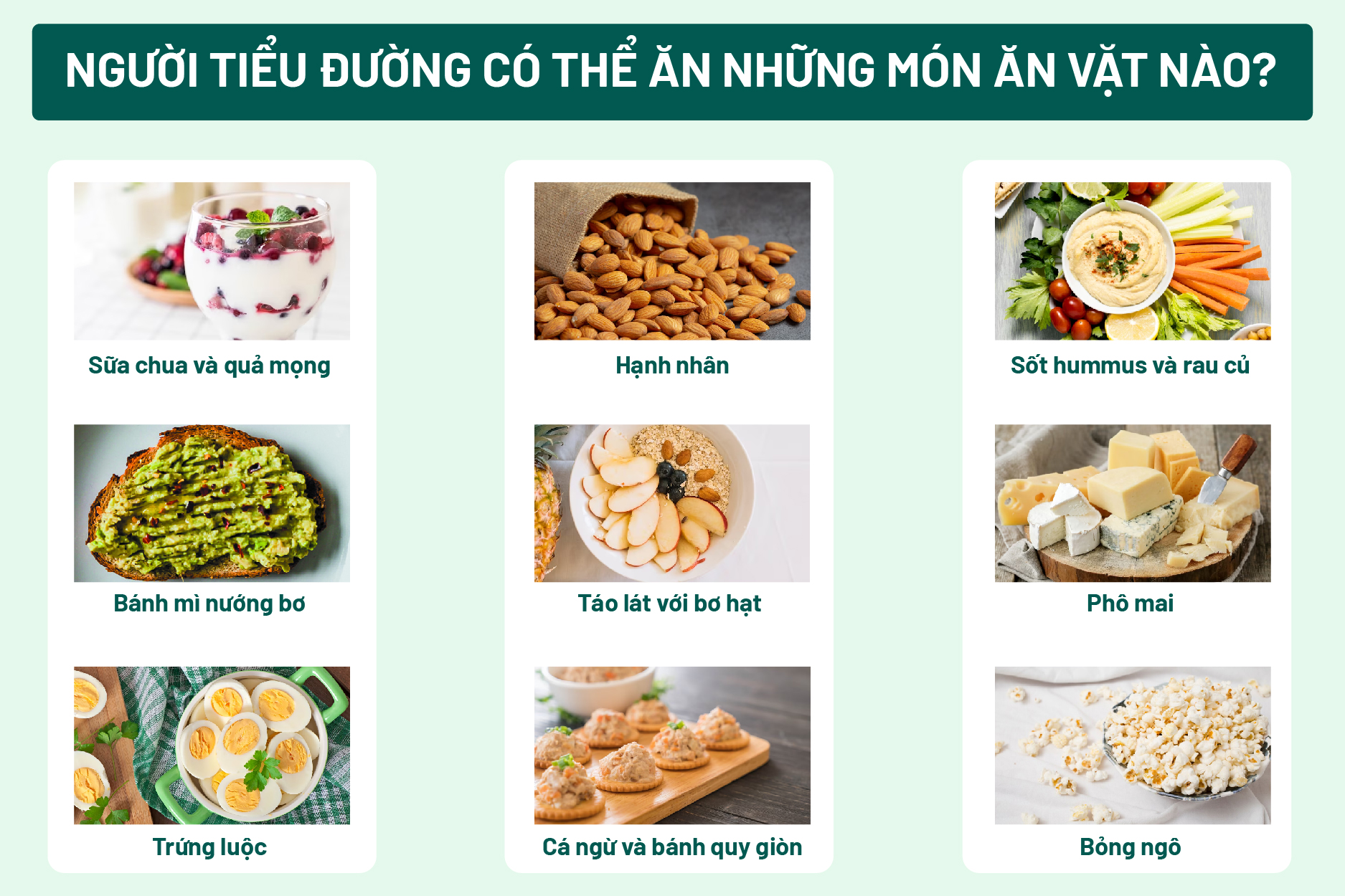 Những món ăn vặt dành cho người bệnh tiểu đường