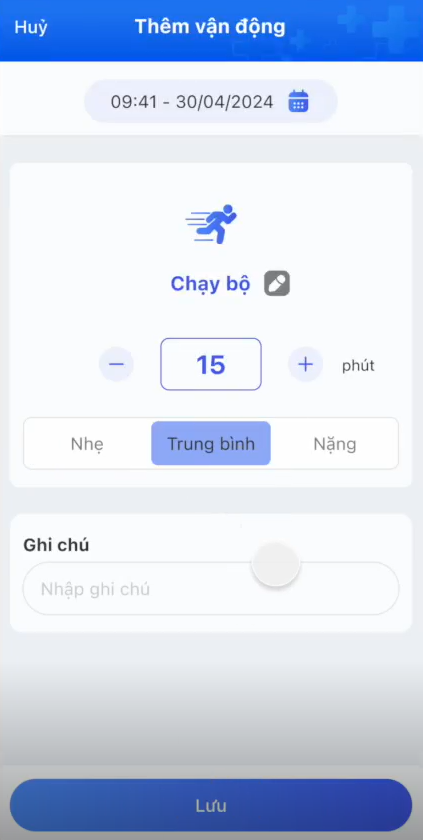 ứng dụng FPT Medicare - ghi nhận vận động