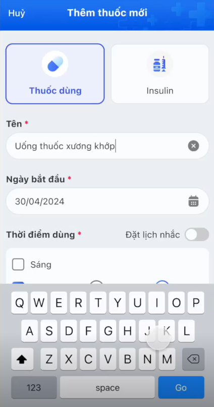 ứng dụng FPT Medicare - ghi nhận thuốc