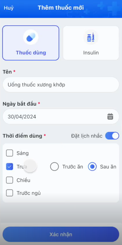 ứng dụng FPT Medicare - ghi nhận thuốc