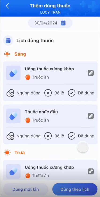 ứng dụng FPT Medicare - ghi nhận thuốc