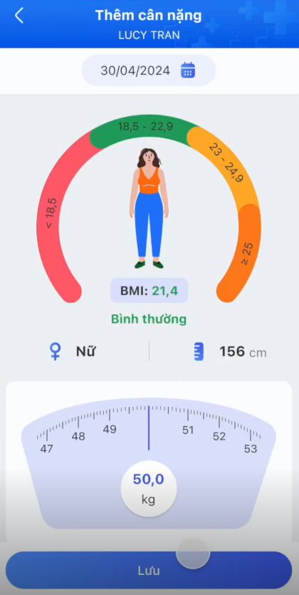 ứng dụng FPT Medicare - cập nhật cân nặng
