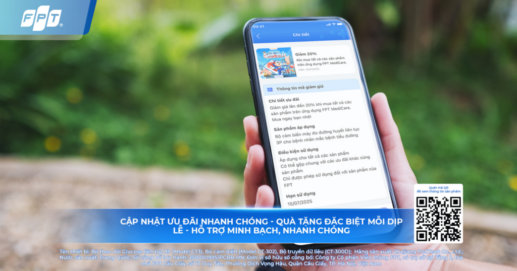 FPT MediCare ưu đãi máy đo đường huyết liên tục 3P