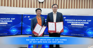 Đại diện Tập đoàn FPT và Công ty G2E Korea ký kết biên bản ghi nhớ hợp tác tiếp thị, kinh doanh các giải pháp hỗ trợ quản lý bệnh đái tháo đường