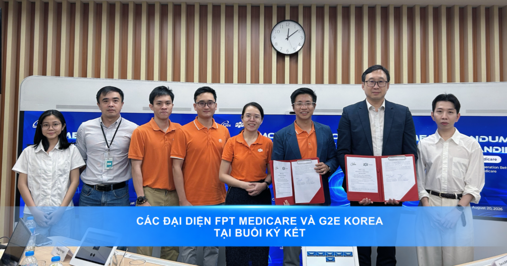 Các đại diện của Tập đoàn FPT và Công ty G2E Korea tại lễ ký kết biên bản ghi nhớ